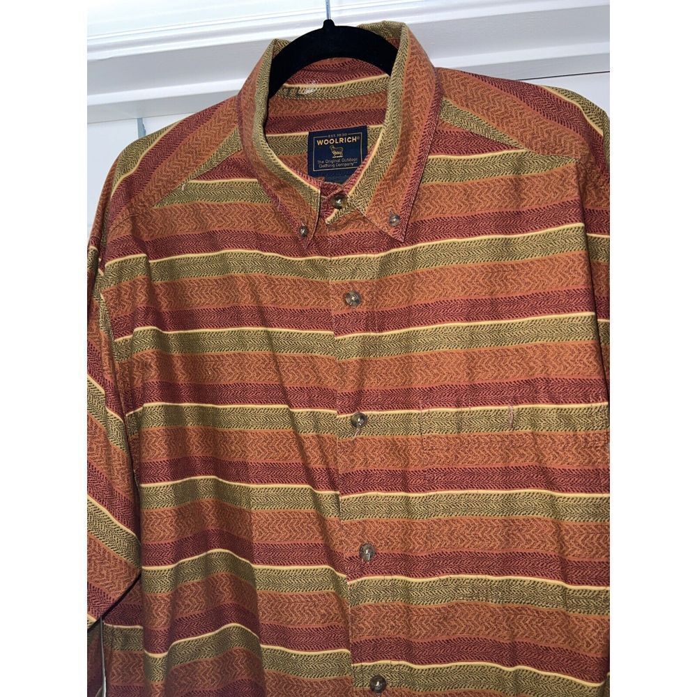 Woolrich‎ Button Shirt Cotton Flannel XL Fishing Hunting Aztec South